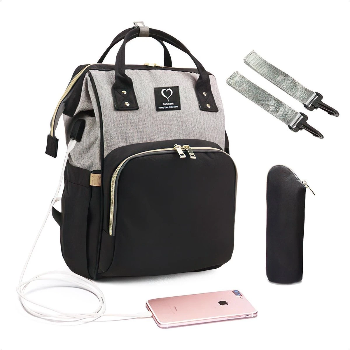 Buxibo Luier- En Verzorgingstas Inclusief USB Oplaadstation - Baby Rug Tas Met Isoleervak - Diaper Backpack Bag - Reis Rugzak - Grote Capaciteit - 23.8L - Zwart 3 Buxibo Luier- En Verzorgingstas Inclusief USB Oplaadstation - Baby Rug Tas Met Isoleervak - Diaper Backpack Bag - Reis Rugzak - Grote Capaciteit - 23.8L - Zwart