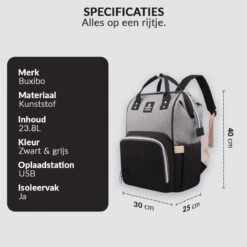 Buxibo Luier- En Verzorgingstas Inclusief USB Oplaadstation - Baby Rug Tas Met Isoleervak - Diaper Backpack Bag - Reis Rugzak - Grote Capaciteit - 23.8L - Zwart 16 Buxibo Luier- En Verzorgingstas Inclusief USB Oplaadstation - Baby Rug Tas Met Isoleervak - Diaper Backpack Bag - Reis Rugzak - Grote Capaciteit - 23.8L - Zwart -Babyproducten 1200x1200 234