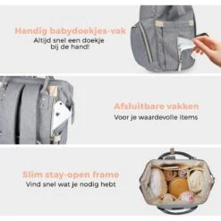 LifeGoods Luiertas Rugzak - Incl. Buggy En Kinderwagen Haken - Complete Set - 23.8 L - Grijs 13 LifeGoods Luiertas Rugzak - Incl. Buggy En Kinderwagen Haken - Complete Set - 23.8 L - Grijs -Babyproducten 1200x1200 239