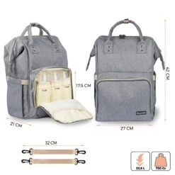 LifeGoods Luiertas Rugzak - Incl. Buggy En Kinderwagen Haken - Complete Set - 23.8 L - Grijs 17 LifeGoods Luiertas Rugzak - Incl. Buggy En Kinderwagen Haken - Complete Set - 23.8 L - Grijs -Babyproducten 1200x1200 243