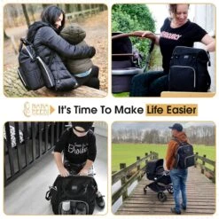 NanaBeebi Luiertas Rugzak Met Verschoonmatje - Zwart - Inclusief Flessenwarmhouder - Kinderwagenhaken En Isoleervak -Babyproducten 1200x1200 262