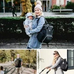 NanaBeebi Luiertas Rugzak Met Verschoonmatje - Zwart - Inclusief Flessenwarmhouder - Kinderwagenhaken En Isoleervak -Babyproducten 1200x1200 263