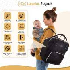 NanaBeebi Luiertas Rugzak Met Verschoonmatje - Zwart - Inclusief Flessenwarmhouder - Kinderwagenhaken En Isoleervak -Babyproducten 1200x1200 266