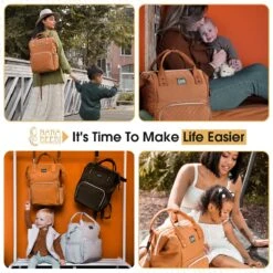 NanaBeebi Luiertas Rugzak Met Verschoonmatje - Cognac - Inclusief Flessenwarmhouder - Kinderwagenhaken En Isoleervak -Babyproducten 1200x1200 285