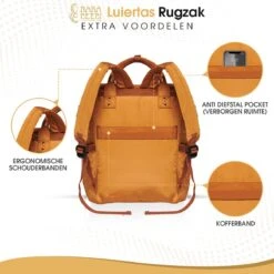 NanaBeebi Luiertas Rugzak Met Verschoonmatje - Cognac - Inclusief Flessenwarmhouder - Kinderwagenhaken En Isoleervak -Babyproducten 1200x1200 288