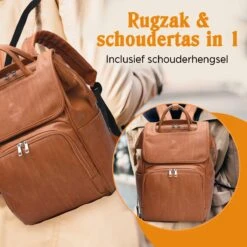 JeRie Luiertas Rugzak – Verschoonmatje – Verzorgingstas – Luiertassen – Met Kinderwagen Haken - Bruin -Babyproducten 1200x1200 299