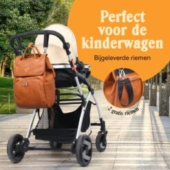 JeRie Luiertas Rugzak – Verschoonmatje – Verzorgingstas – Luiertassen – Met Kinderwagen Haken - Bruin -Babyproducten 1200x1200 300