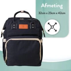 Luiertas Rugzak - Monx Luiertas Verzorgingstas Met Uitklapbaar Babybedje - Overzichtelijke Luierrugzak Extra Buggy En Kinderwagen Haken Inclusief Geïsoleerde Flessenhouder - Zwart -Babyproducten 1200x1200 305