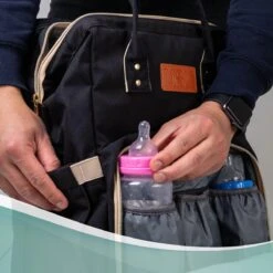 Luiertas Rugzak - Monx Luiertas Verzorgingstas Met Uitklapbaar Babybedje - Overzichtelijke Luierrugzak Extra Buggy En Kinderwagen Haken Inclusief Geïsoleerde Flessenhouder - Zwart -Babyproducten 1200x1200 308