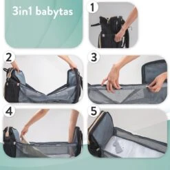 Luiertas Rugzak - Monx Luiertas Verzorgingstas Met Uitklapbaar Babybedje - Overzichtelijke Luierrugzak Extra Buggy En Kinderwagen Haken Inclusief Geïsoleerde Flessenhouder - Zwart -Babyproducten 1200x1200 314