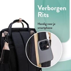 Luiertas Rugzak - Monx Luiertas Verzorgingstas Met Uitklapbaar Babybedje - Overzichtelijke Luierrugzak Extra Buggy En Kinderwagen Haken Inclusief Geïsoleerde Flessenhouder - Zwart -Babyproducten 1200x1200 317