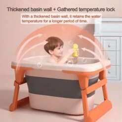 FOXSPORT Babybadje - Inklapbaar Bad - Bad Baby - Zitbad - Bath Bucket - Opvouwbaar Bad Kinderen - Baby Badje - Opvouwbaar Bad Baby - Opvouwbaar Bad - Baby Badkussen - Oranje -Babyproducten 1200x1200 716