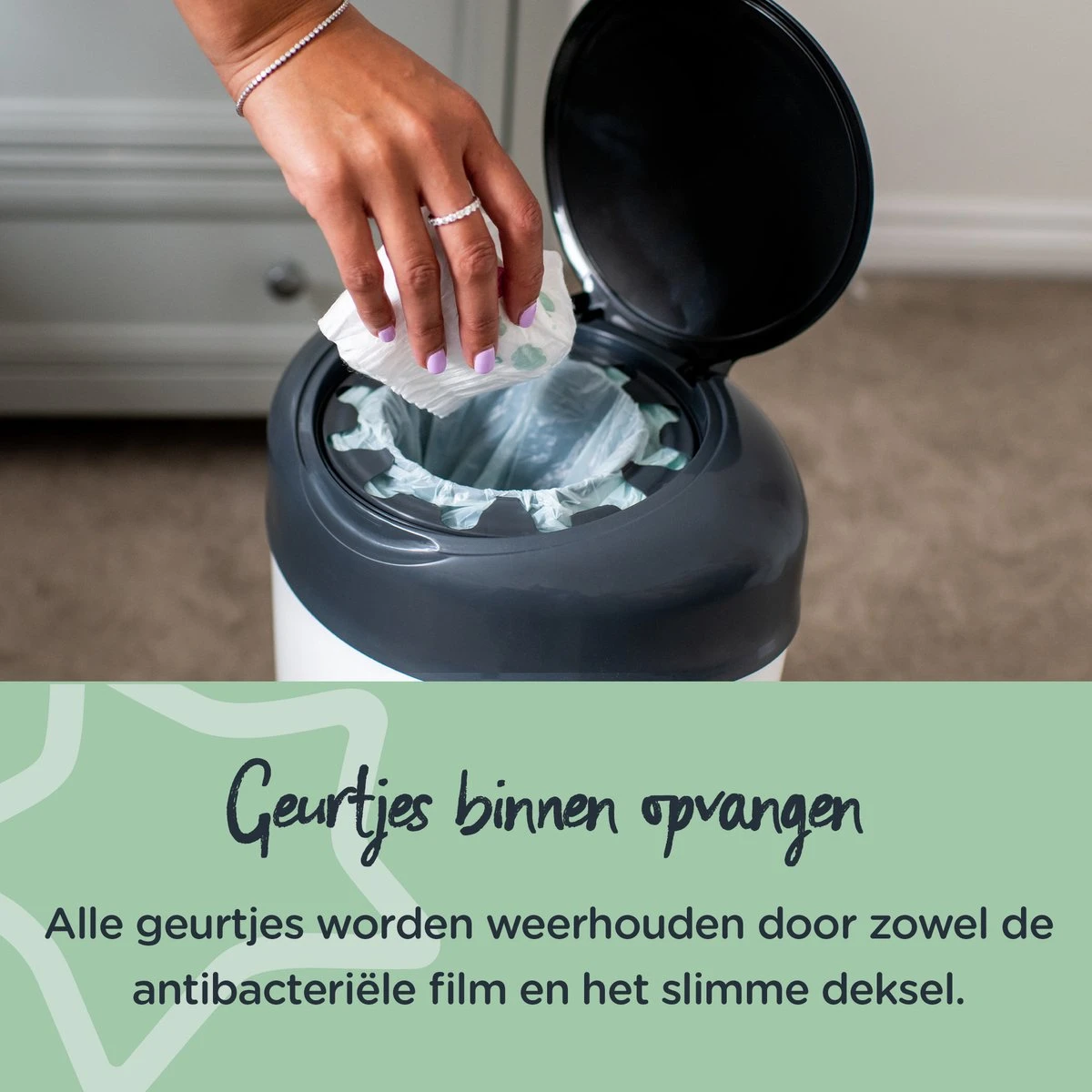 Tommee Tippee Simplee Sangenic Luieremmer, Milieuvriendelijker Systeem, Inclusief 1 Navulcassette Met Duurzaam Geproduceerde Antibacteriële GREENFILM, Grijs 5 Tommee Tippee Simplee Sangenic Luieremmer, Milieuvriendelijker Systeem, Inclusief 1 Navulcassette Met Duurzaam Geproduceerde Antibacteriële GREENFILM, Grijs - Afbeelding 3