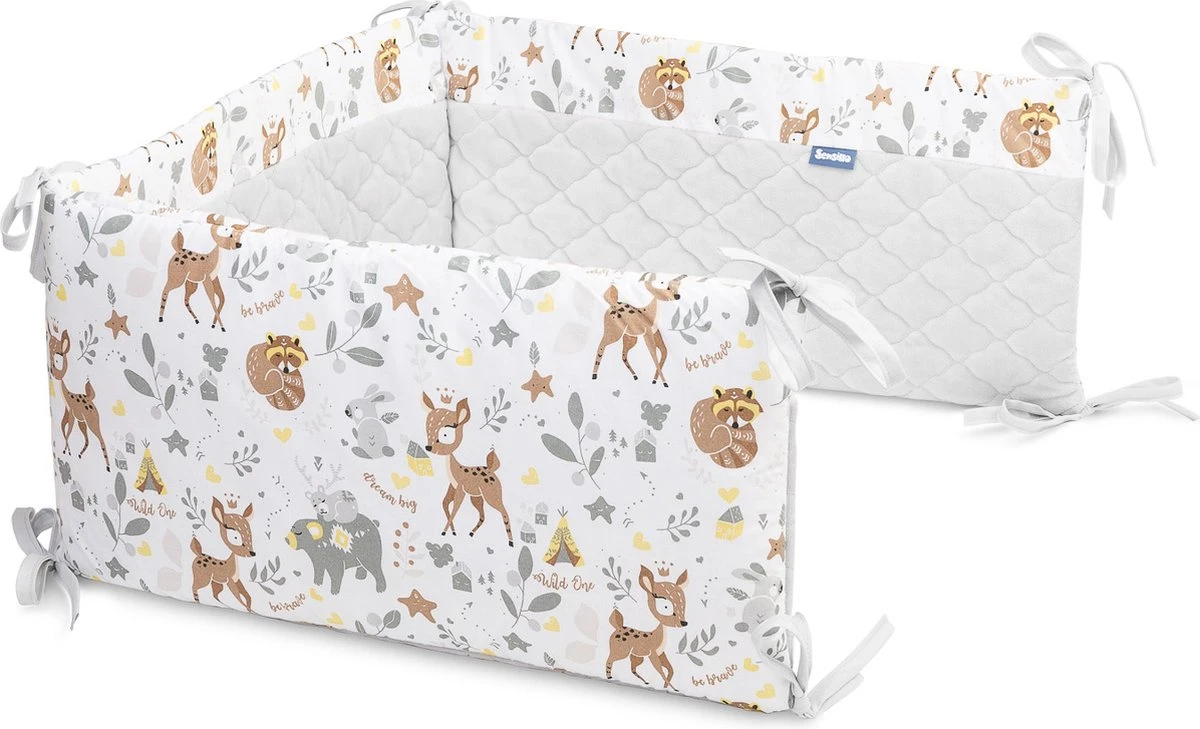 Sensillo Baby Bedbumper - Bedomrander - Anti Stootrand Ledikant - Bed Zijbeschermers - 180x30cm - Grijs Bosdiertjes 6 Sensillo Baby Bedbumper - Bedomrander - Anti Stootrand Ledikant - Bed Zijbeschermers - 180x30cm - Grijs Bosdiertjes - Afbeelding 4