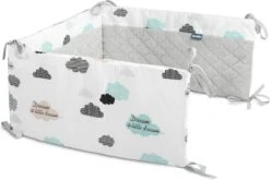 Sensillo Baby Bedbumper - Bedomrander - Anti Stootrand Ledikant - Bed Zijbeschermers - 180x30cm - Grijze Wolkjes -Babyproducten 1200x800 294