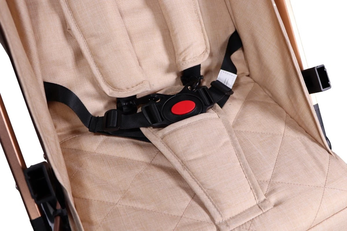 Ding Vivo Wandelwagen - Beige/Rose - Inklapbare Buggy - Inclusief Boodschappenmandje En Zonnekap 6 Ding Vivo Wandelwagen - Beige/Rose - Inklapbare Buggy - Inclusief Boodschappenmandje En Zonnekap - Afbeelding 4