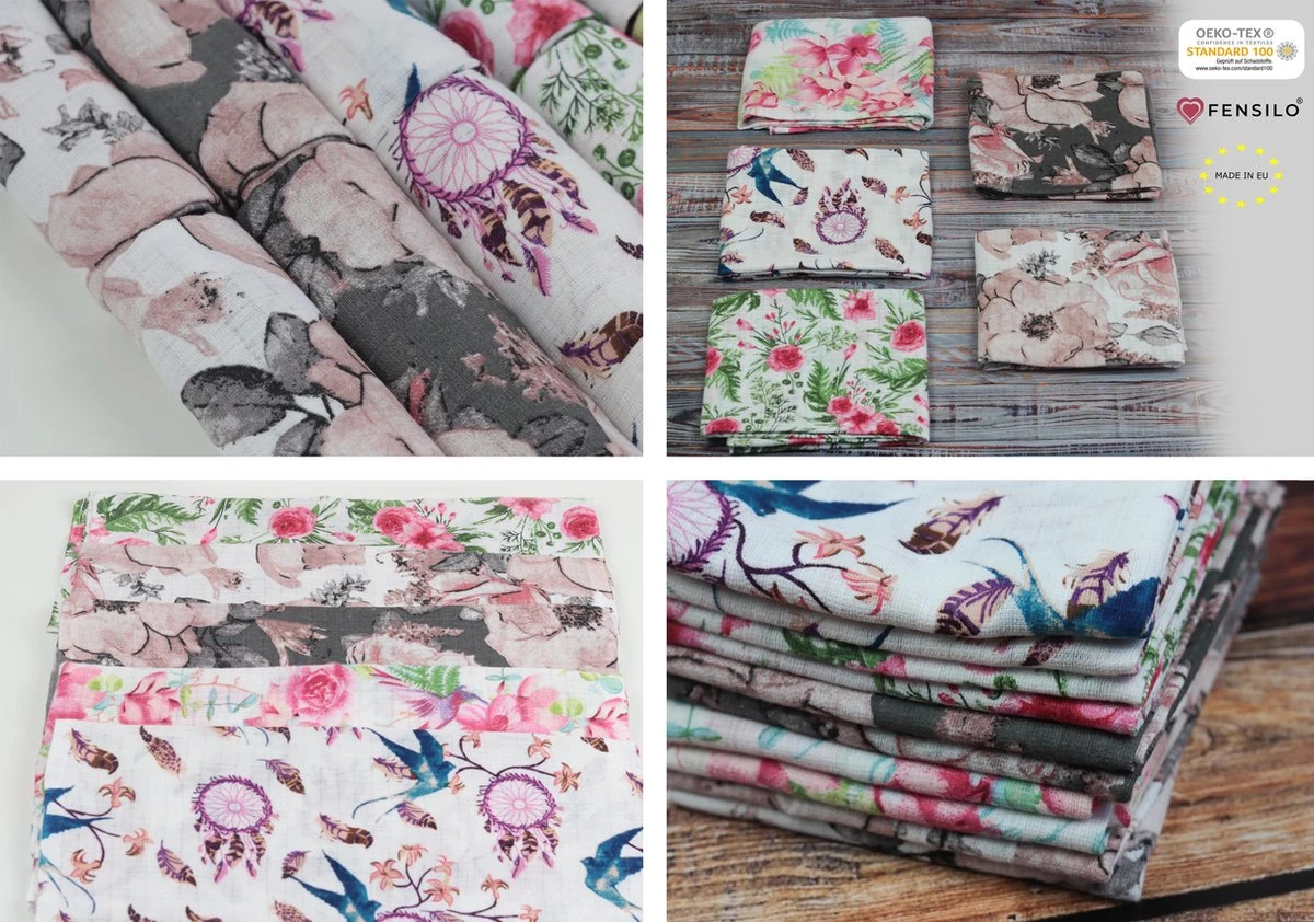 Hydrofiele Doeken - Hydrofiele Luiers - 70 X 80 Cm - 10 Pack - Roze- Bloemen - Meisje - Standard 100 By Oeko-tex® - Fensilo 6 Hydrofiele Doeken - Hydrofiele Luiers - 70 X 80 Cm - 10 Pack - Roze- Bloemen - Meisje - Standard 100 By Oeko-tex® - Fensilo - Afbeelding 4