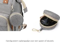 Humpy Dumpy Stijlvolle Luiertas Rugzak (Grijs) Met Uitschuifbaar Verschoon/ Slaap Bedje. Incl. Verschoon Matje, USB Poort & Buggy Straps -Babyproducten 1200x851 1