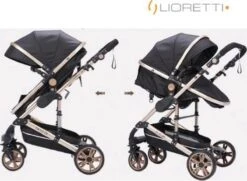 Merkloos Lioretti® Luxe Baby Buggy 3 In 1 | Baby Wagen | Kinderwagen Met Stoel En Wieg | Inklapbaar | Hoge Kwaliteit | Combi | Zwart -Babyproducten 1200x880 2