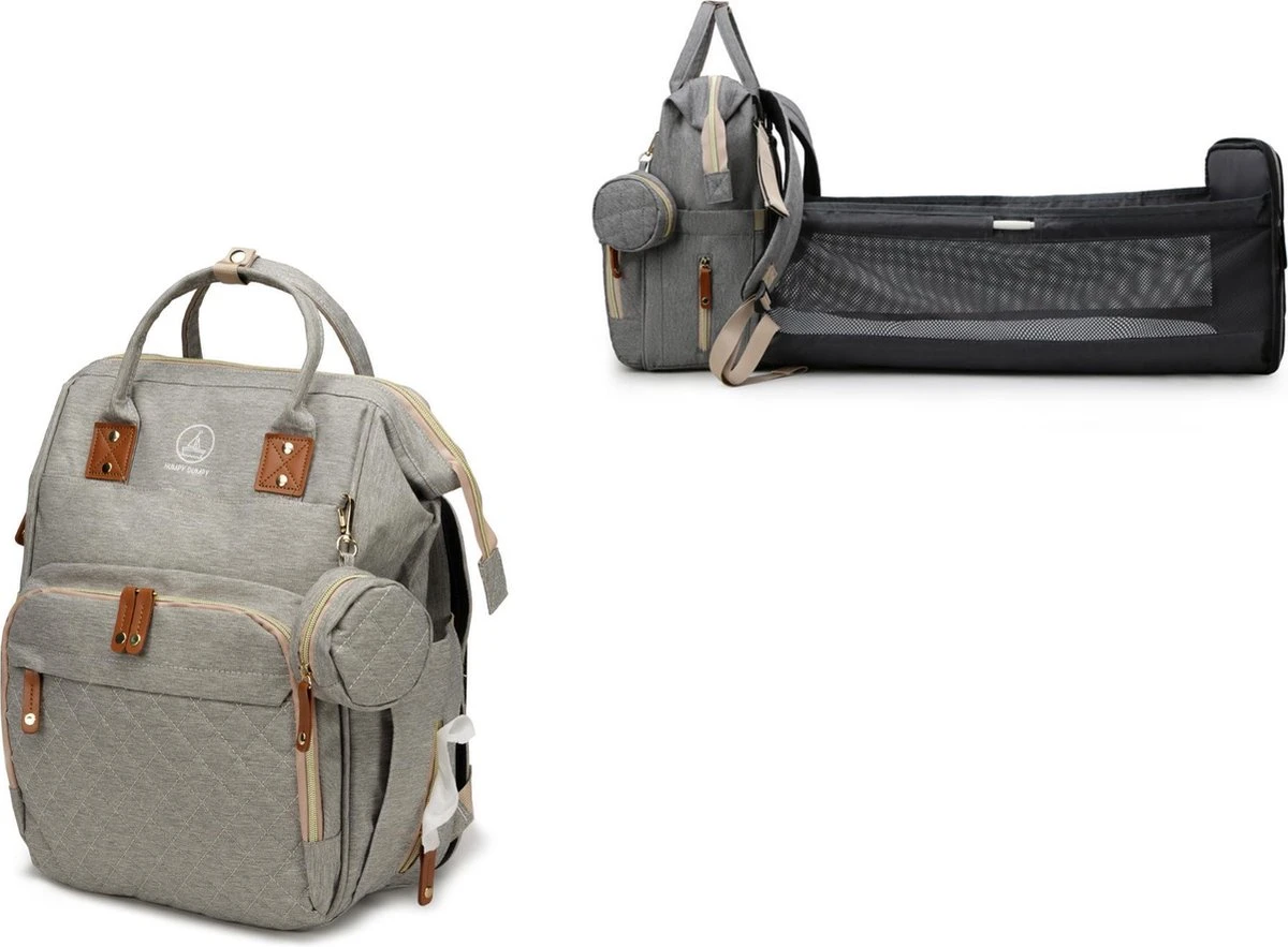 Humpy Dumpy Stijlvolle Luiertas Rugzak (Zwart) Met Uitschuifbaar Verschoon/ Slaap Bedje. Incl. Verschoon Matje, USB Poort & Buggy Straps 7 Humpy Dumpy Stijlvolle Luiertas Rugzak (Zwart) Met Uitschuifbaar Verschoon/ Slaap Bedje. Incl. Verschoon Matje, USB Poort & Buggy Straps - Afbeelding 5