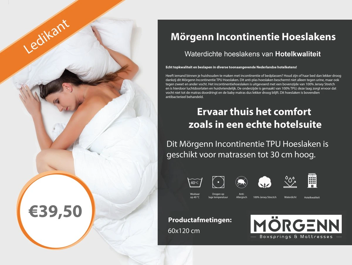 2x Mörgenn Incontinentie Hoeslaken - Matrasbeschermer Voor Kindermatras En Peutermatras - Anti-plas Onderlegger - Waterdicht Hoeslaken - Anti-bacterieel - 60x120 - 2 Stuks 5 2x Mörgenn Incontinentie Hoeslaken - Matrasbeschermer Voor Kindermatras En Peutermatras - Anti-plas Onderlegger - Waterdicht Hoeslaken - Anti-bacterieel - 60x120 - 2 Stuks - Afbeelding 3