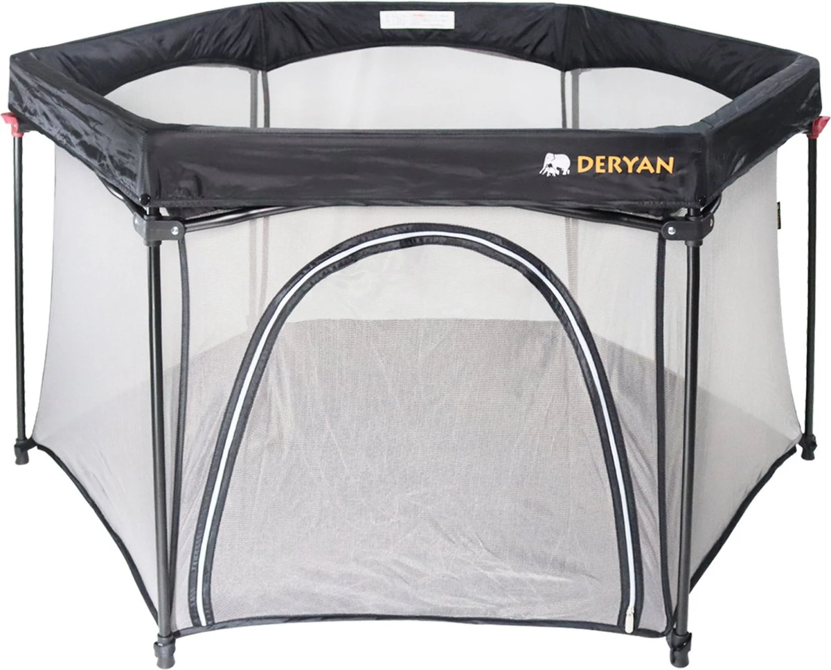 Deryan Draagbare Kinderbox - Zwart - Vaste Matrasbodem - Reisbox - Campingbedje 3 Deryan Draagbare Kinderbox - Zwart - Vaste Matrasbodem - Reisbox - Campingbedje