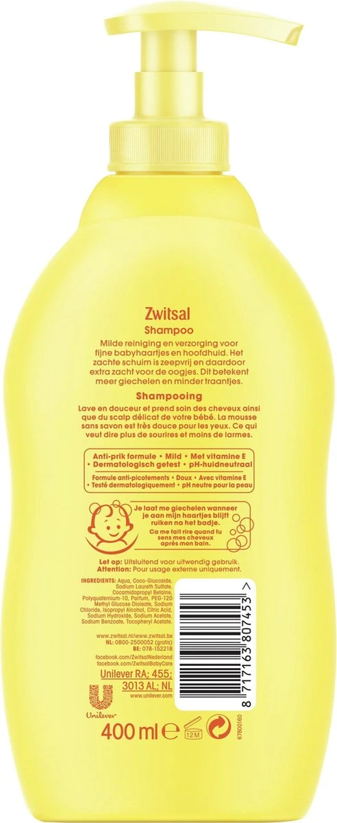 Zwitsal Baby Shampoo - 3 X 400 Ml - Voordeelverpakking 8 Zwitsal Baby Shampoo - 3 X 400 Ml - Voordeelverpakking - Afbeelding 6