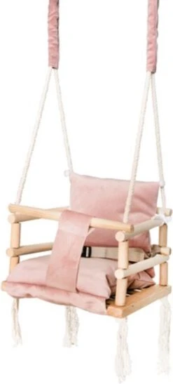 T.R. Goods Babyschommel Voor Binnen - 3-in-1 Roze Plafondhanger - Baby Swing Seat - Gemaakt Van Hout