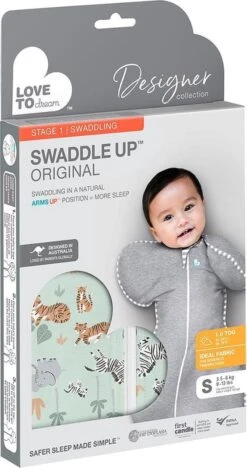 Love To Dream™ Babyslaapzak Swaddle Up™ - Inbakeren - Baby 0-3 Maanden - 3.5-6 Kg - All Season - Safari -Babyproducten 634x1200 9
