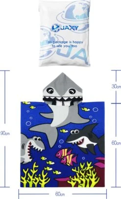 JAXY Badcape Baby - Badcape - Baby Badjas - Omslagdoek - Omslagdoek - Baby Handdoek Met Capuchon - Strandhanddoek - Badponcho - Poncho Handdoek - Microfiber - 60x90cm - Haai Donkerblauw -Babyproducten 733x1200