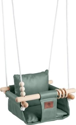 Baby / Kinder Schommel Voor Binnen Of Buiten! - Luxe Baby Swing ZeeGroen - Schommelstoel Inclusief Zachte Kussens En Bevestigingsmaterialen