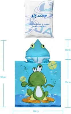 JAXY Badcape Baby - Badcape - Baby Badjas - Omslagdoek - Omslagdoek - Baby Handdoek Met Capuchon - Strandhanddoek - Badponcho - Poncho Handdoek - Microfiber - 60x90cm - Kikker -Babyproducten 751x1200 4