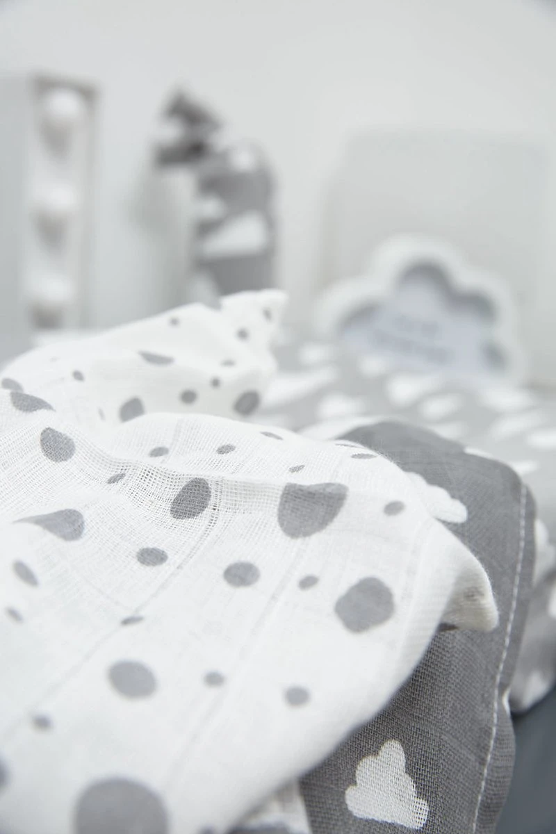 Meyco Clouds/Dots/Feathers Starterset - 9-pack - Hydrofiel - Grey 6 Meyco Clouds/Dots/Feathers Starterset - 9-pack - Hydrofiel - Grey - Afbeelding 4