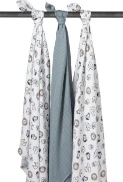 Meyco Animal Swaddle 3-pack - Hydrofiel - Multicolor - 120x120cm