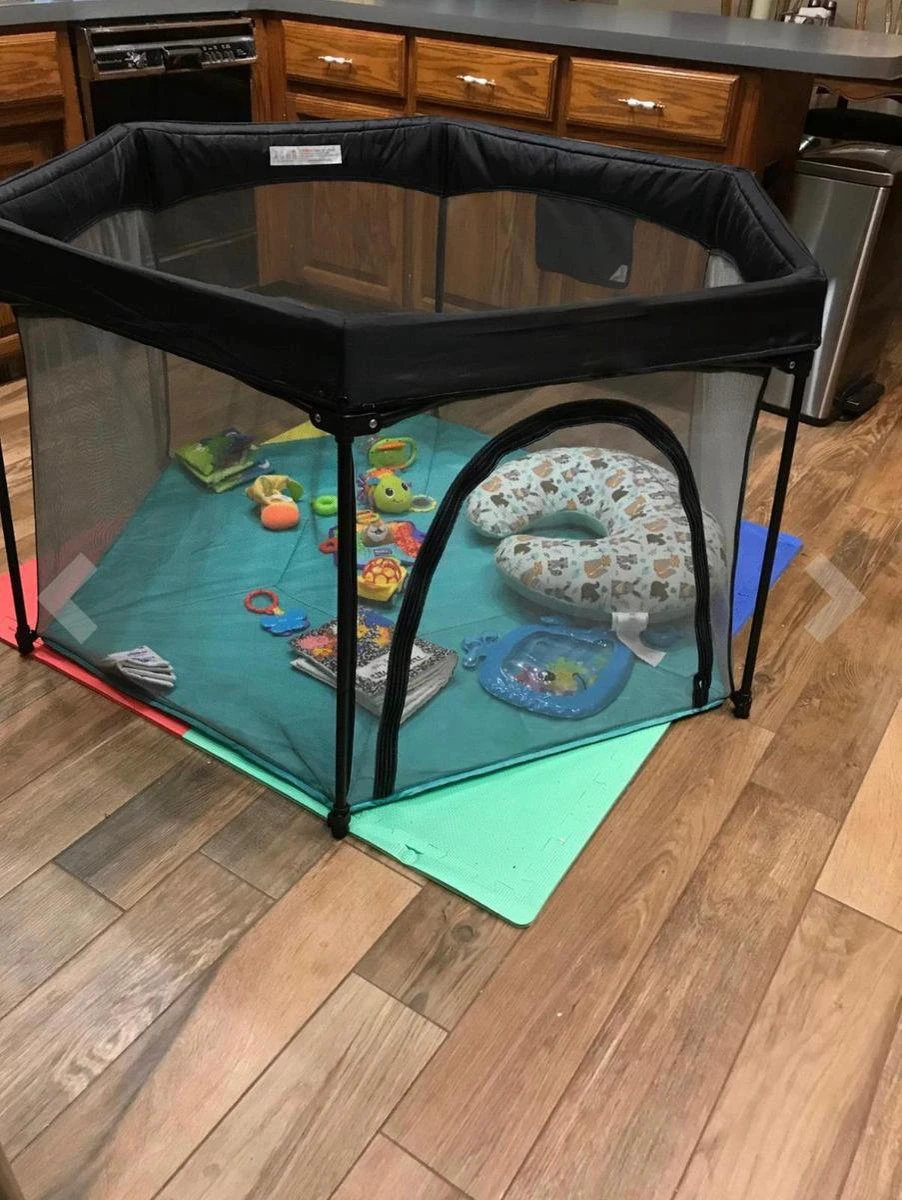 Deryan Draagbare Kinderbox - Zwart - Vaste Matrasbodem - Reisbox - Campingbedje 15 Deryan Draagbare Kinderbox - Zwart - Vaste Matrasbodem - Reisbox - Campingbedje - Afbeelding 13