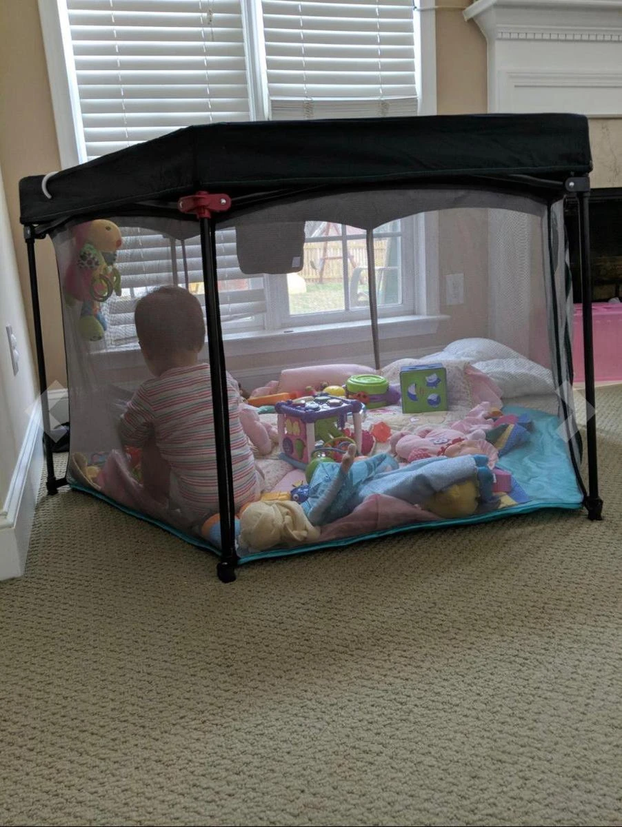 Deryan Draagbare Kinderbox - Zwart - Vaste Matrasbodem - Reisbox - Campingbedje 14 Deryan Draagbare Kinderbox - Zwart - Vaste Matrasbodem - Reisbox - Campingbedje - Afbeelding 12