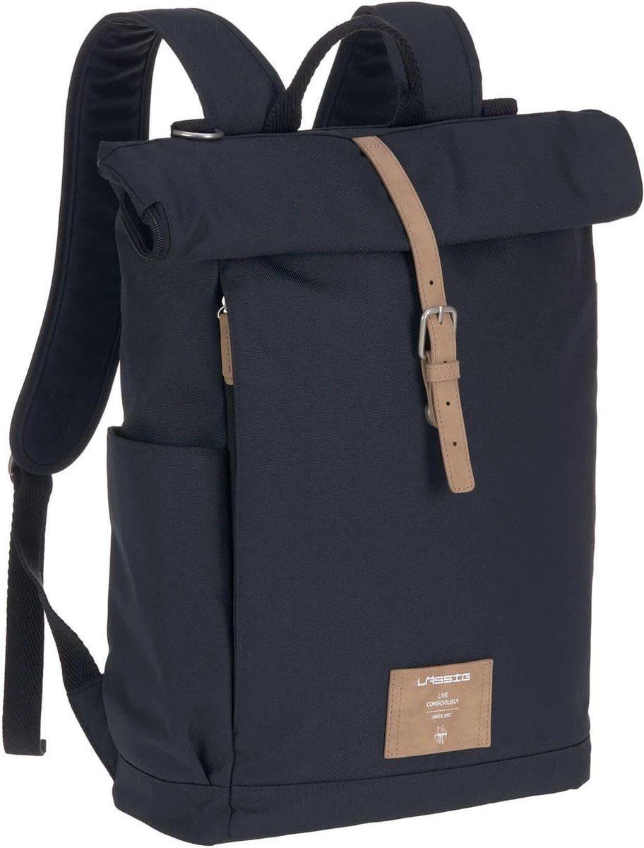 LÄSSIG Luiertas Rolltop Backpack Rugzak Incl Verschoningsmatje - Nacht Blauw 3 LÄSSIG Luiertas Rolltop Backpack Rugzak Incl Verschoningsmatje - Nacht Blauw