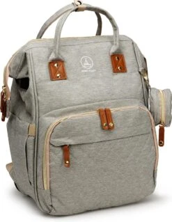 Humpy Dumpy Stijlvolle Luiertas Rugzak (Grijs) Met Uitschuifbaar Verschoon/ Slaap Bedje. Incl. Verschoon Matje, USB Poort & Buggy Straps -Babyproducten 928x1200 1