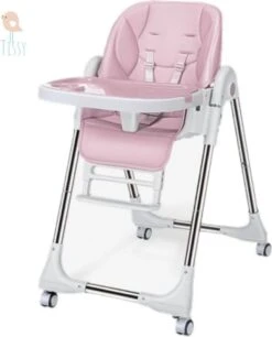 Tissy® 2 In 1 Eetstoel / Kinderstoel – Roze/Wit – Inklapbare Eetstoel Met Speeltafel