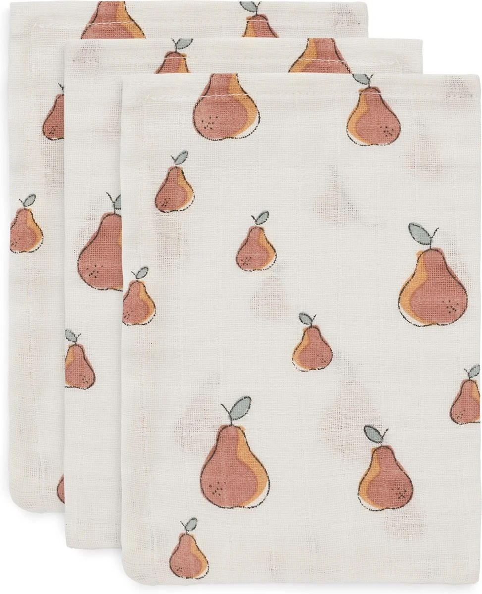 Jollein Baby Hydrofiel Washandje Pear - 3 Stuks 3 Jollein Baby Hydrofiel Washandje Pear - 3 Stuks